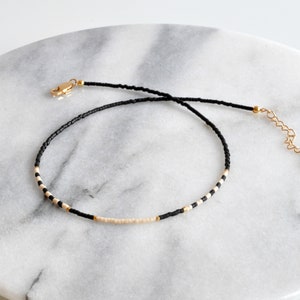 Black and White Choker Necklace, Bead Choker, Minimalist Choker, Beaded Choker Necklace, Delicate Choker, Gifts for Her, Tiny Beaded Choker