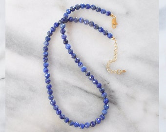 Collar de piedras preciosas gruesas, collar de ojo de tigre con cuentas, collar de lapislázuli azul, collar de turquesa, collar de oro con piedras preciosas curativas de 40 cm