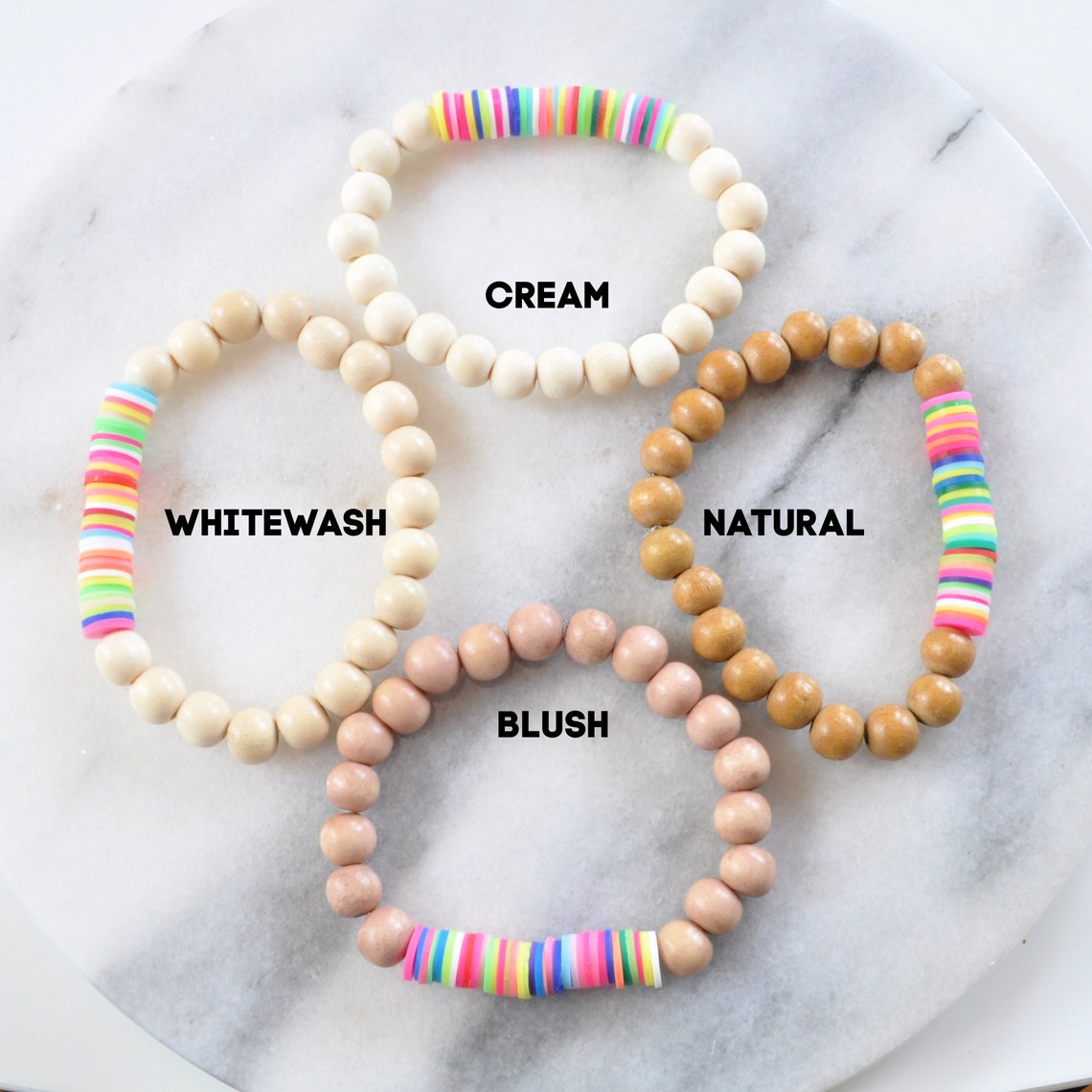 Heishi Beads Bracelet Wood Bead Bracelet Wood Heishi Etsy