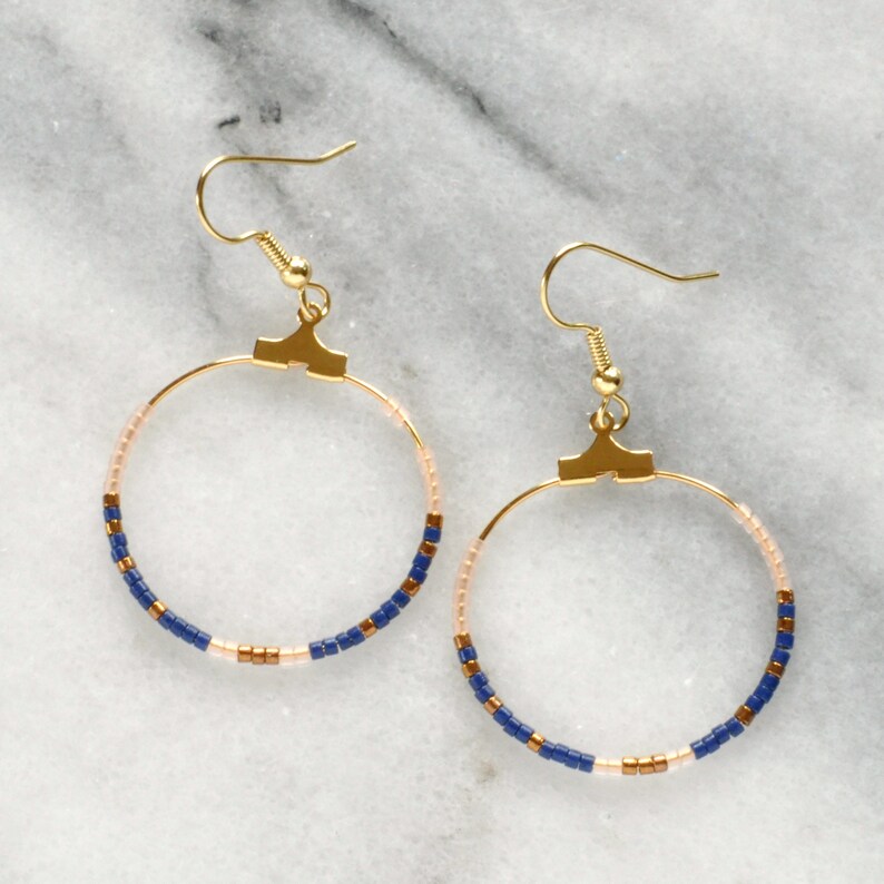 Blue Hue Beaded Hoop Earrings JLT11525 main image 0