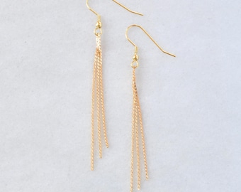 Gold Tassel Earrings, Gold Chain Tassel, Long Tassel Earrings, Minimalist Chain Earrings, Delicate Earrings, Gold Earrings, Tassle Earrings