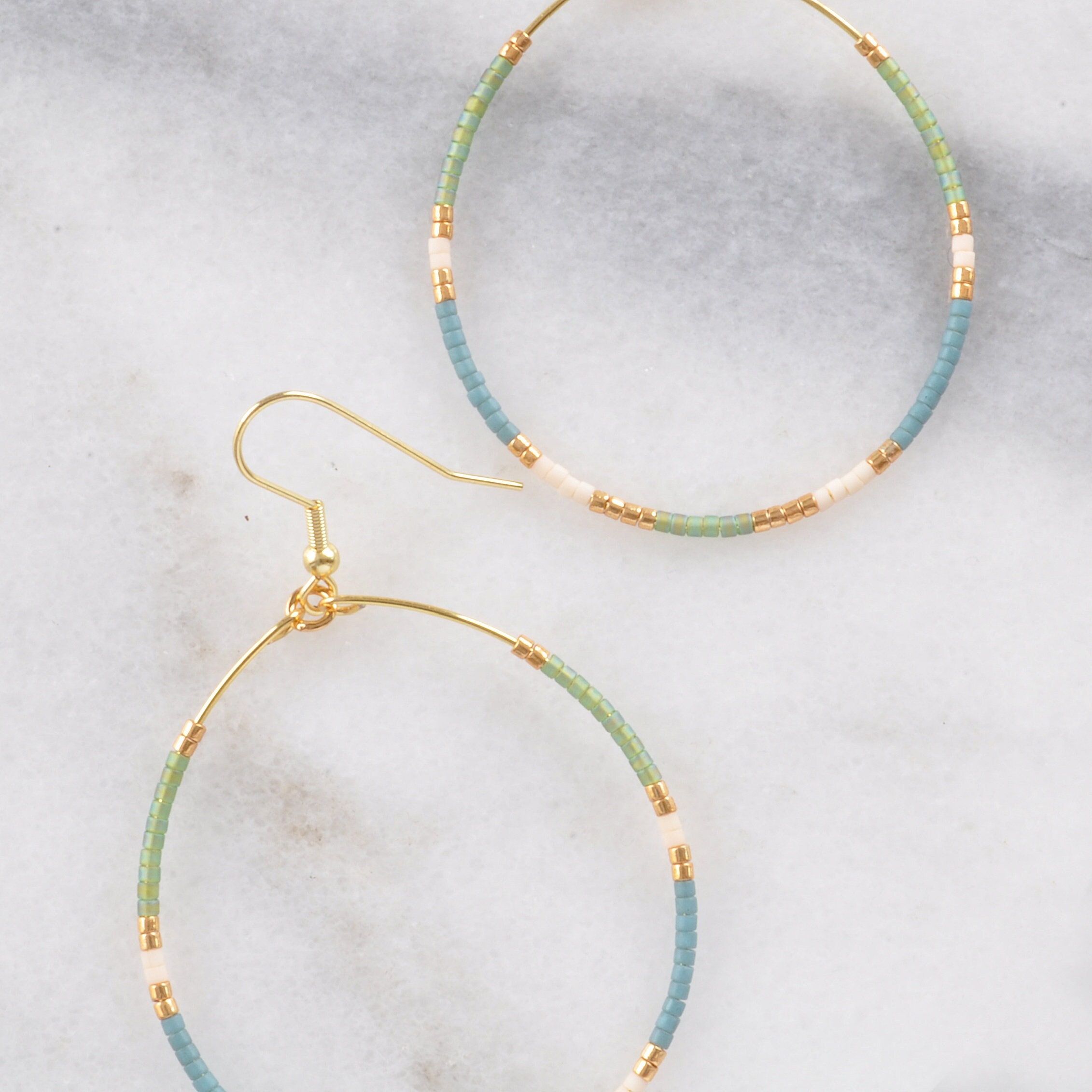 Blue Hue Beaded Hoop Earrings JLT11525