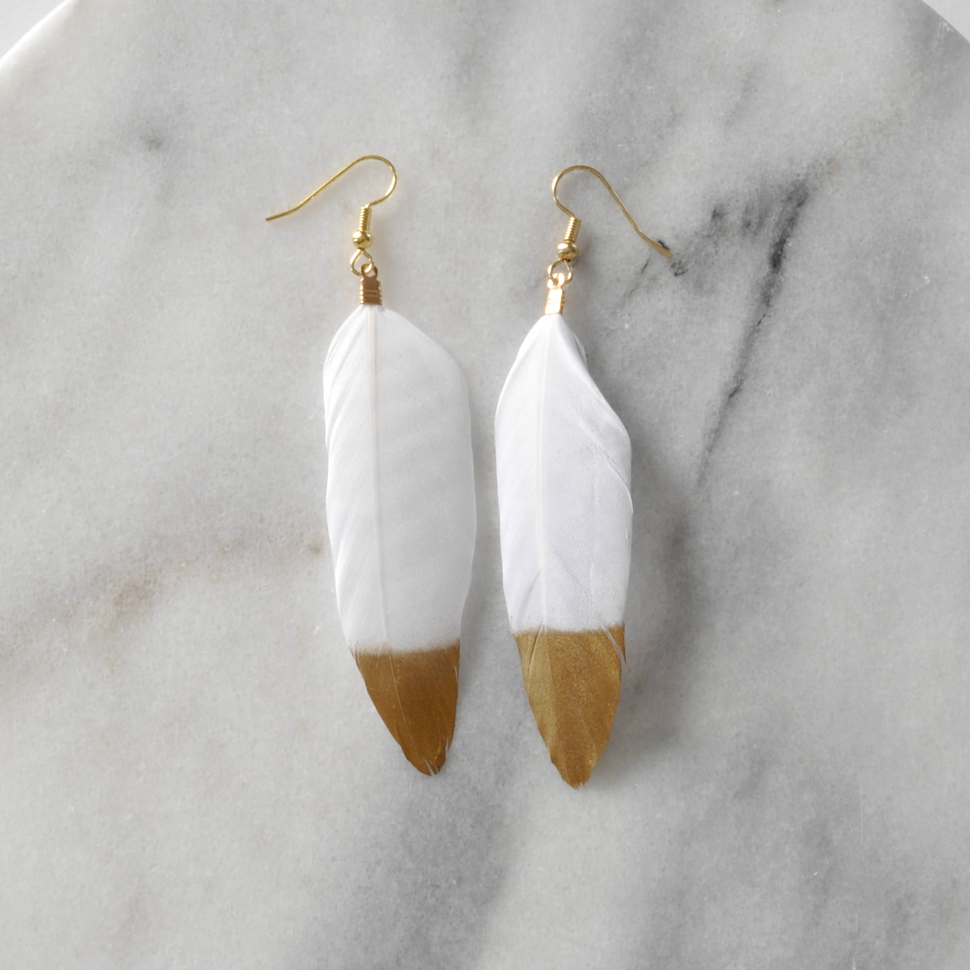 Paparazzi white cheap feather earrings