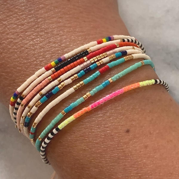Adjustable String Bracelet, Seed Bead Bracelet, Tiny Beaded Bracelets, Layering Bracelet, Friendship Bracelet, Minimalist Everyday Bracelet