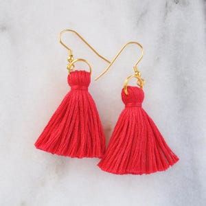 Rote Quaste Ohrringe, Mini Quaste Ohrringe, Boho Ohrringe, Lange Quaste Ohrringe, Rote Quaste Ohrringe, beste Geschenke für Sie, Baumeln Ohrringe