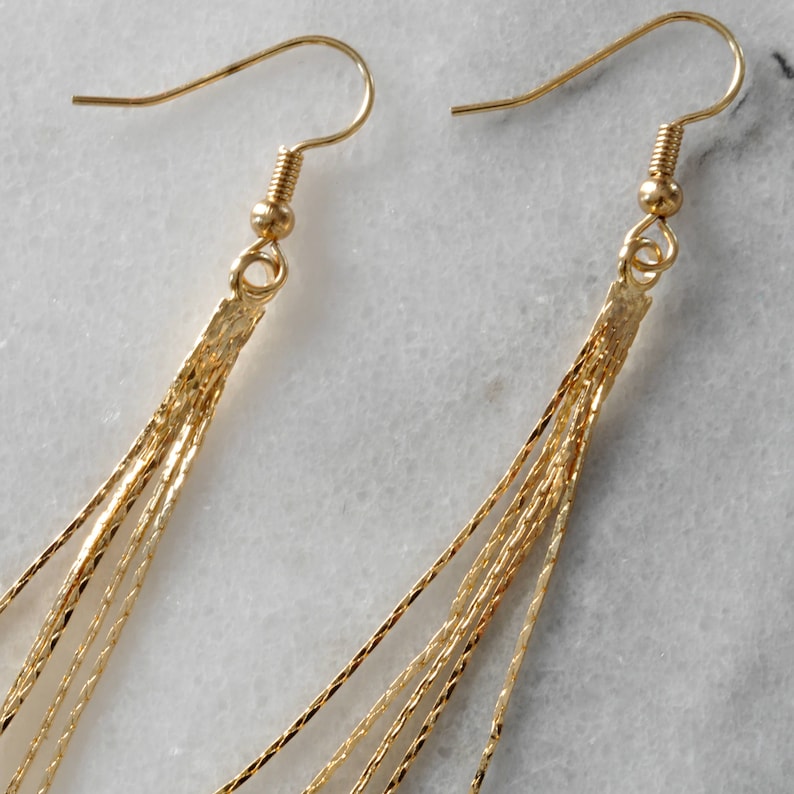 Gold Tassel Earrings Gold Chain Tassel Chain Earrings Etsy