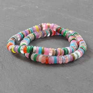 Candy Bead Gemstone Stretch Bracelet, Gemstone Bracelet, Smooth Rondelle Gemstone Bracelet, Stretch Bangle, Stacking Bracelet, Boho Bracelet