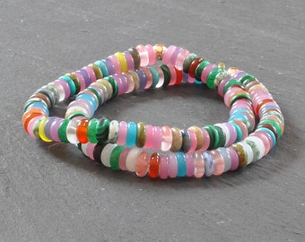 Candy Bead Gemstone Stretch Bracelet, Gemstone Bracelet, Smooth Rondelle Gemstone Bracelet, Stretch Bangle, Stacking Bracelet, Boho Bracelet