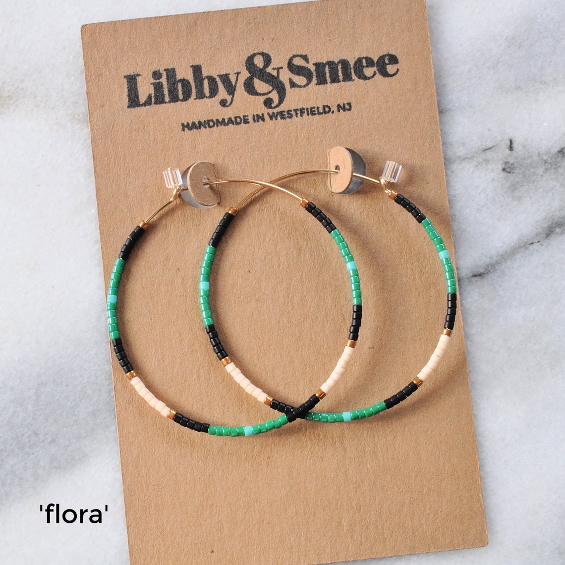 Gold Filled Beaded Hoops Seed Bead Hoops Black and Gold Etsy