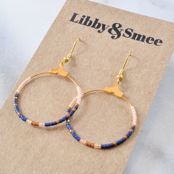 Navy blue 2024 hoop earrings