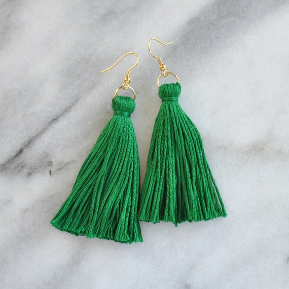 Kelly green hotsell tassel earrings
