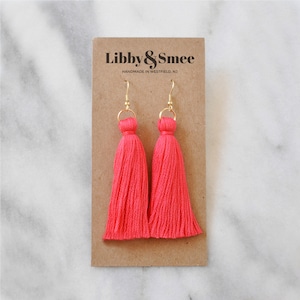 Grenadine Tassel Earrings, Coral Tassel Earrings, Mini Tassel Earrings, Long Tassel Earrings, Boho Earrings, Neon Tassel, Tassle Earrings