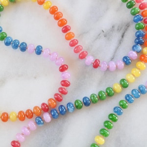 Rainbow Gemstone Necklace, Rainbow Beaded Necklace, Bright Necklace, Chunky Gemstone Necklace, Candy Necklace, Long Colorful Bead Necklace