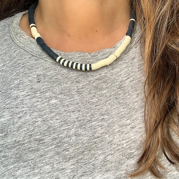 Heishi Bead Necklace, Surfer Necklace, Short Statement Necklace, Boho Necklace, Colorful Beaded Necklace, Beach Necklace, Surfer Choker