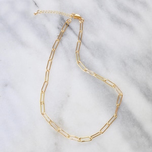 Gold Paperclip Chain Necklace, Paper Clip Chain Link Necklace, Delicate Gold Paperclip Necklace, Adjustable Gold Necklace, Gold Link Chain