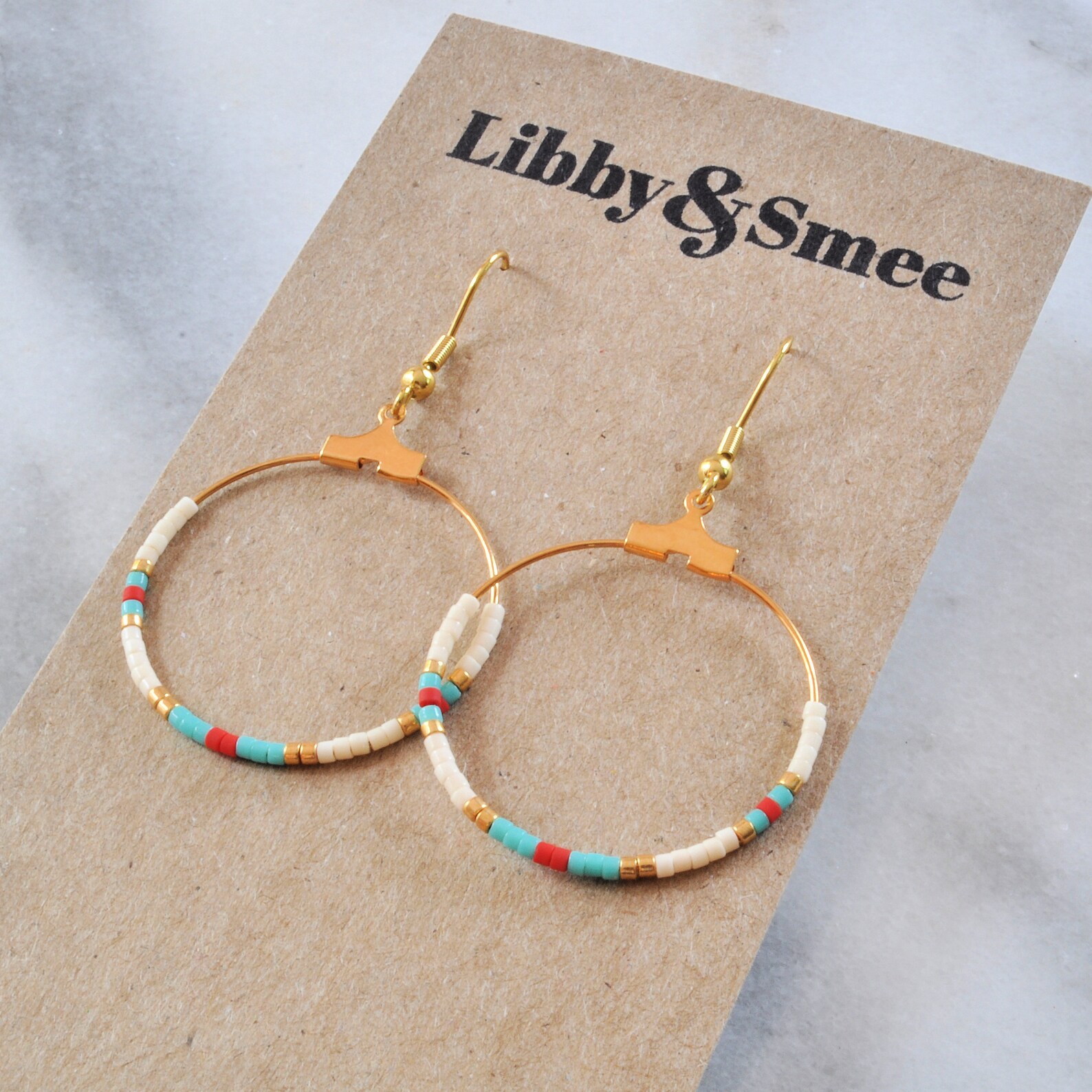 Beaded Hoop Earrings Southwestern Earrings Boho Earrings Etsy
