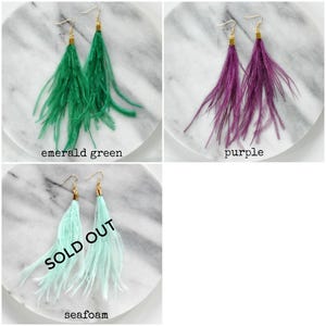 Ostrich Feather Earrings, Long Feather Earrings, White Feather Earrings, Red Tassel Earrings, Boho Wedding Earrings, Long Tassel Earrings image 5