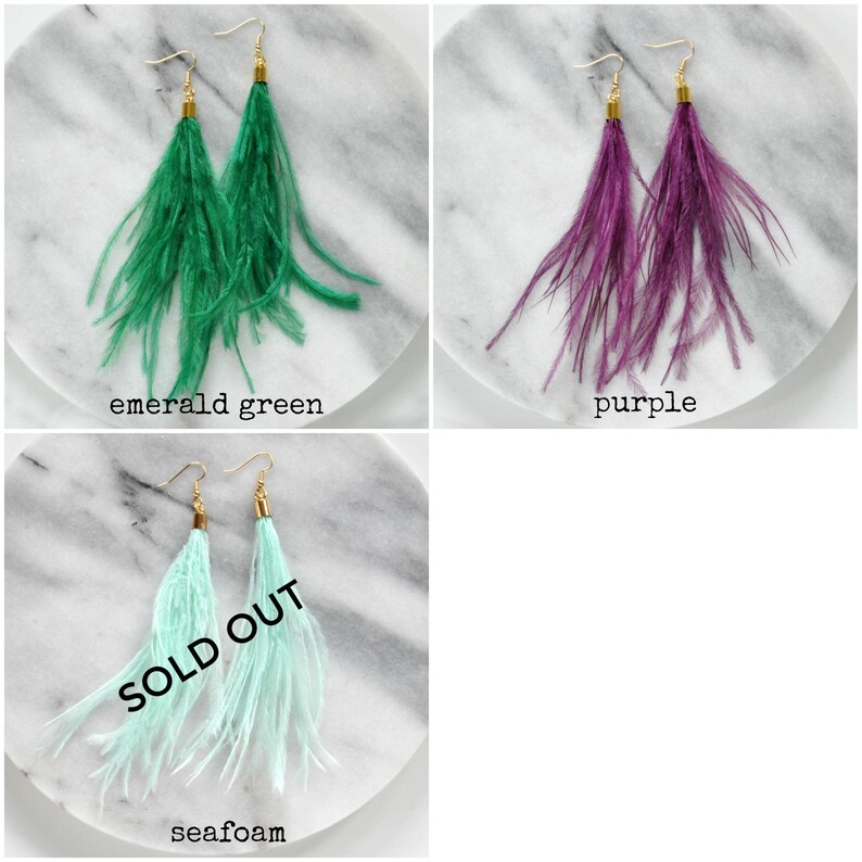 Ostrich Feather Earrings, Long Feather Earrings, White Feather Earrings, Red Tassel Earrings, Boho Wedding Earrings, Long Tassel Earrings image 5