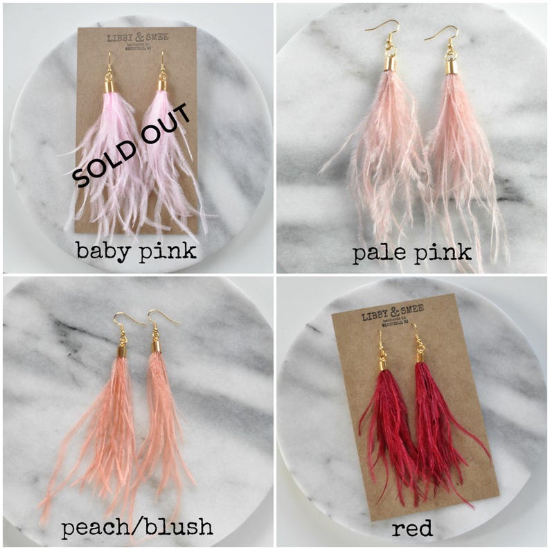 Ostrich Feather Earrings, Long Feather Earrings, White Feather Earrings, Red Tassel Earrings, Boho Wedding Earrings, Long Tassel Earrings image 4