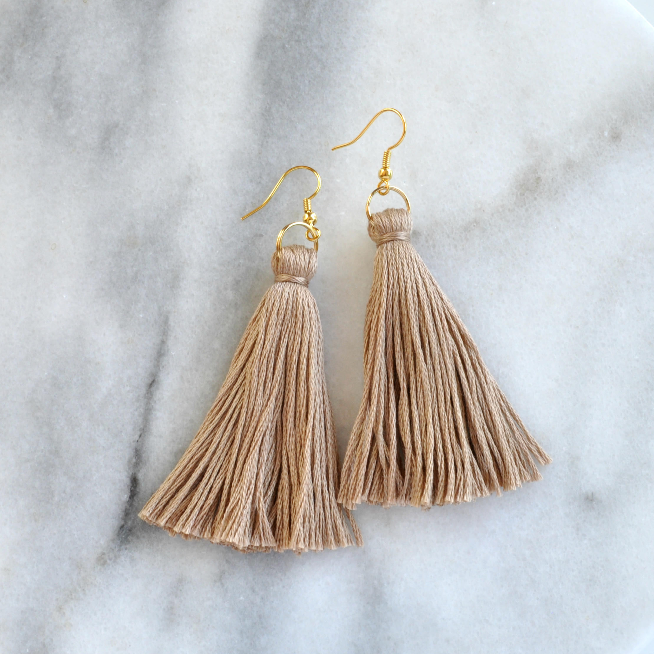 Beige tassel earrings deals