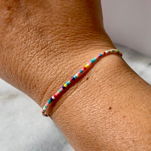 Adjustable String Bracelet, Seed Bead Bracelet, Tiny Beaded Bracelets, Layering Bracelet, Friendship Bracelet, Minimalist Everyday Bracelet Sprinkles