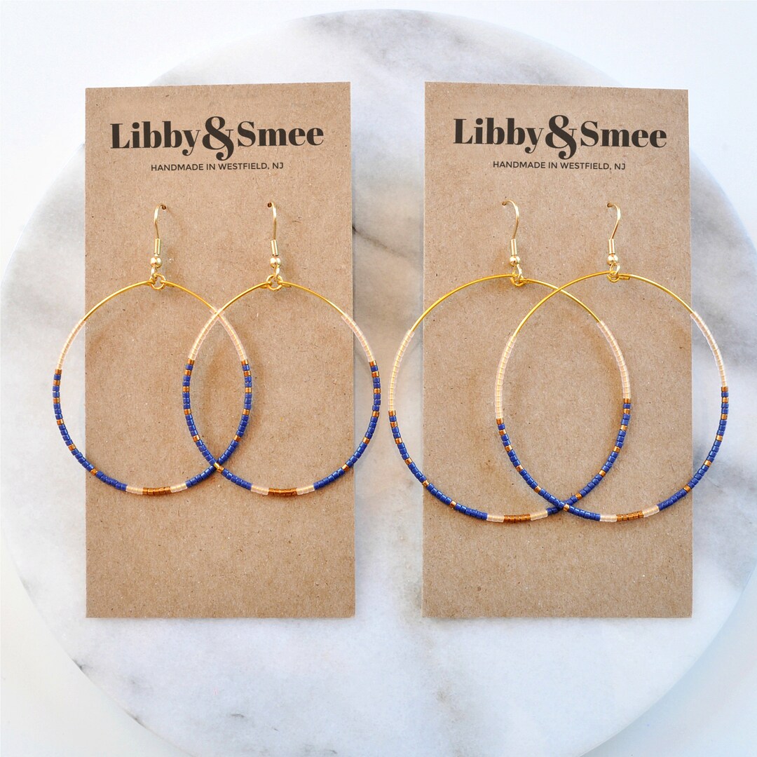 Navy Bead Hoops main image 0