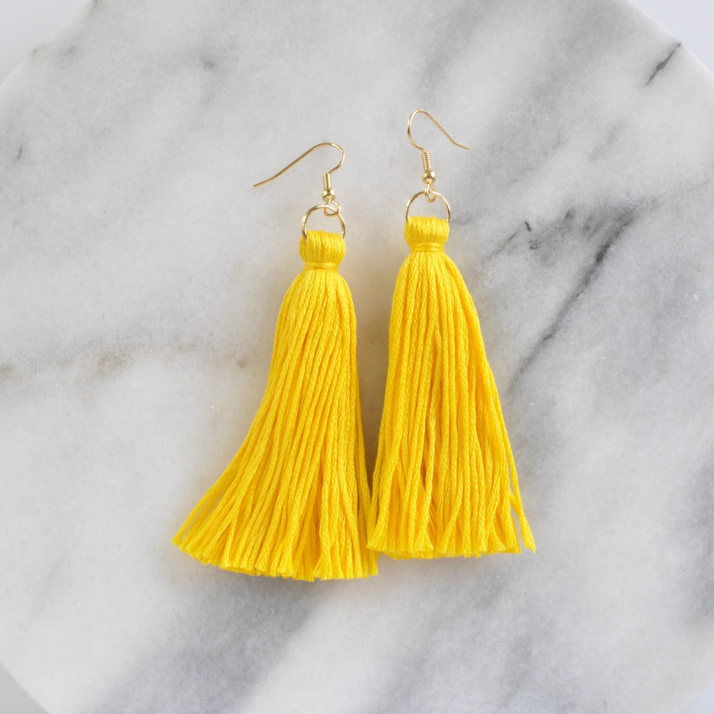 Yellow Tassel Earrings Bright Yellow Earrings Best Gifts for Etsy