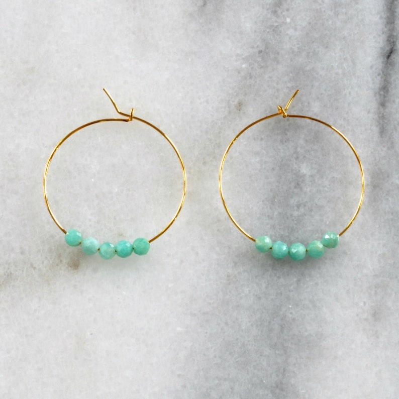 Davie Hoop Earrings in Dark Teal Amazonite main image 0