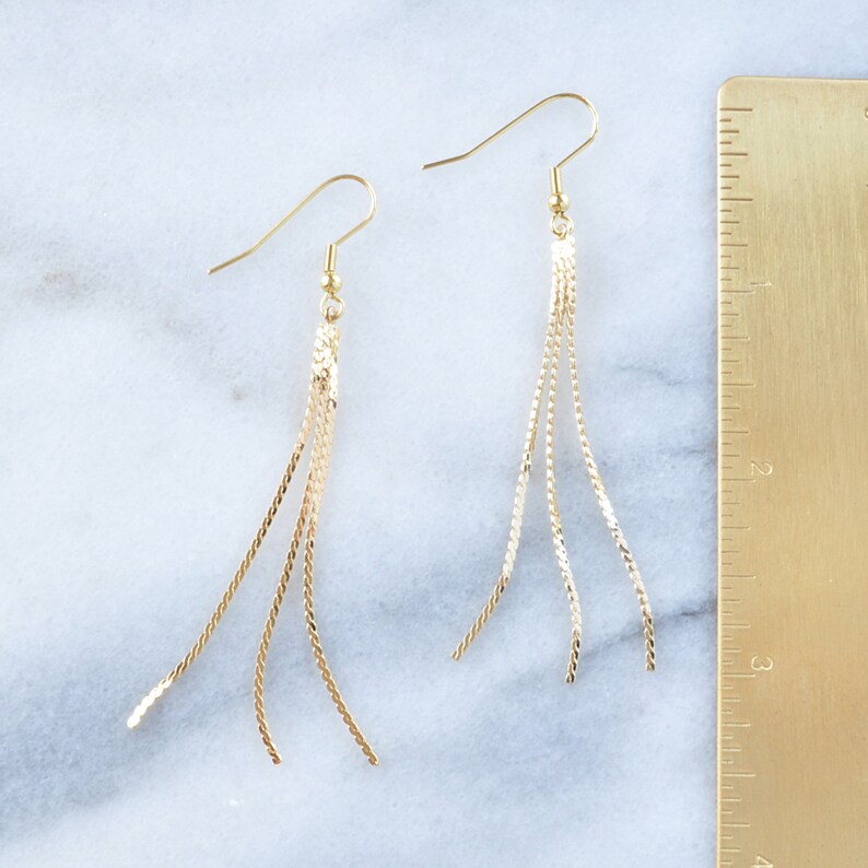Gold Tassel Earrings Gold Chain Tassel Long Tassel Earrings Etsy