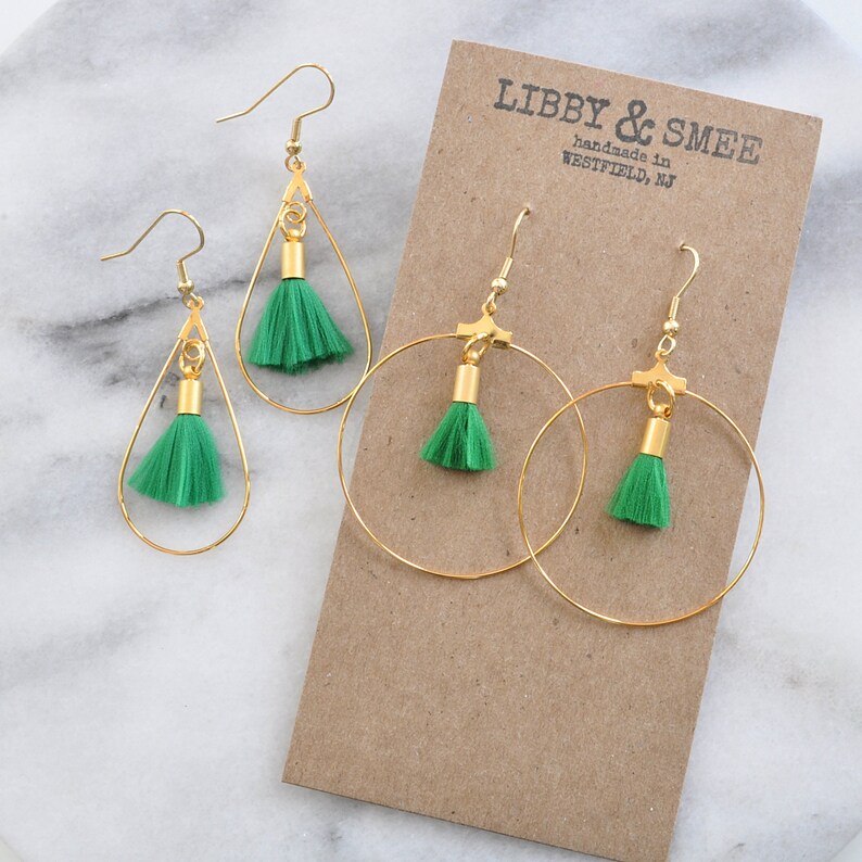 Tassel Hoop Earrings Boho Earrings Bohemian Earrings Tassel Etsy