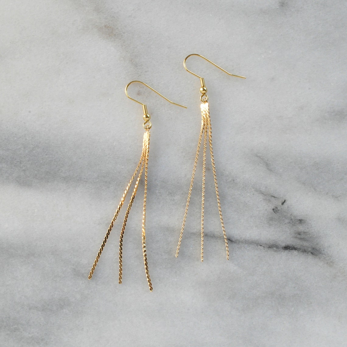 Gold Tassel Earrings Gold Chain Tassel Long Tassel Earrings Etsy