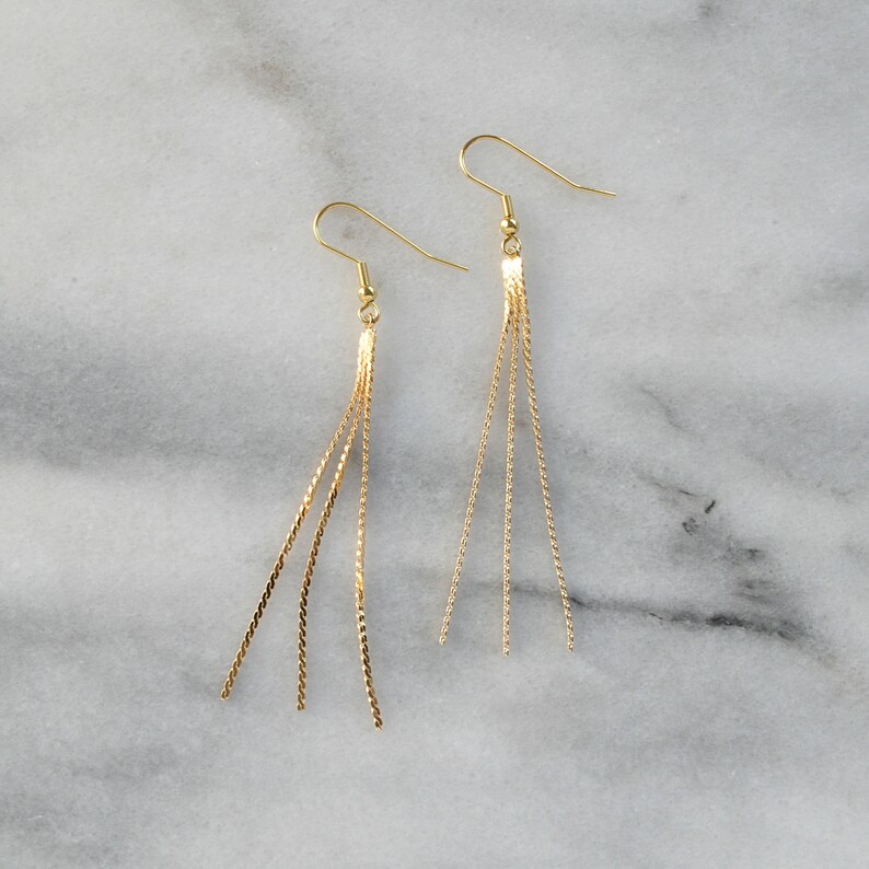 Gold Tassel Earrings Gold Chain Tassel Long Tassel Earrings Etsy