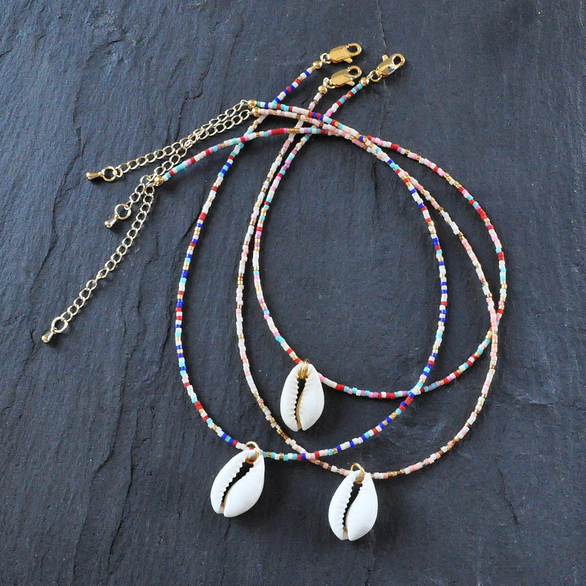 Seashell Choker Necklace, Cowrie Shell Choker, Cowrie Choker, Beaded ...