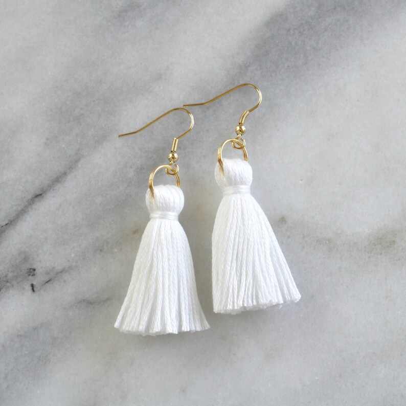 White Tassel Earrings Lightweight Earrings Bohemian Etsy