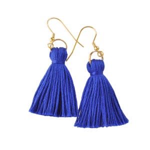 Blue Tassel Earrings, Mini Tassel Earrings, Long Tassel Earrings, Cobalt Blue Earrings, Bohemian Earrings, Boho Earrings, Tassle Earrings