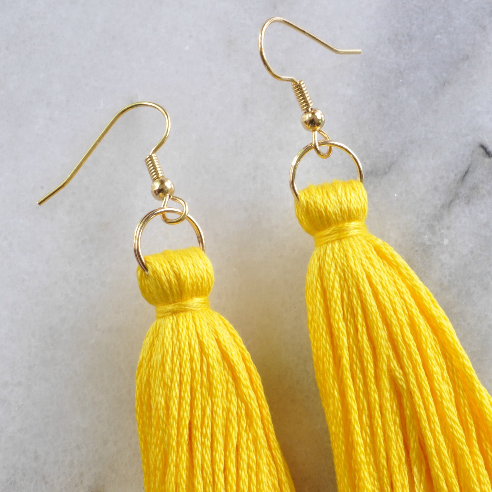 Yellow Tassel Earrings Bright Yellow Earrings Best Gifts for Etsy