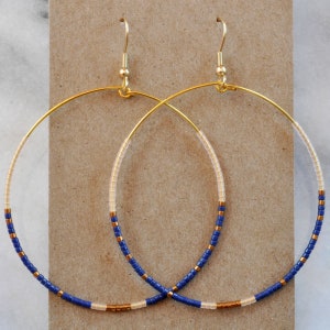 Navy Bead Hoops