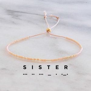SISTER Morse Code Bracelet, Personalized Morse Code Bracelet, Adjustable Custom Bracelet, Beaded Bracelet, Sister Bracelet, Sister Gift