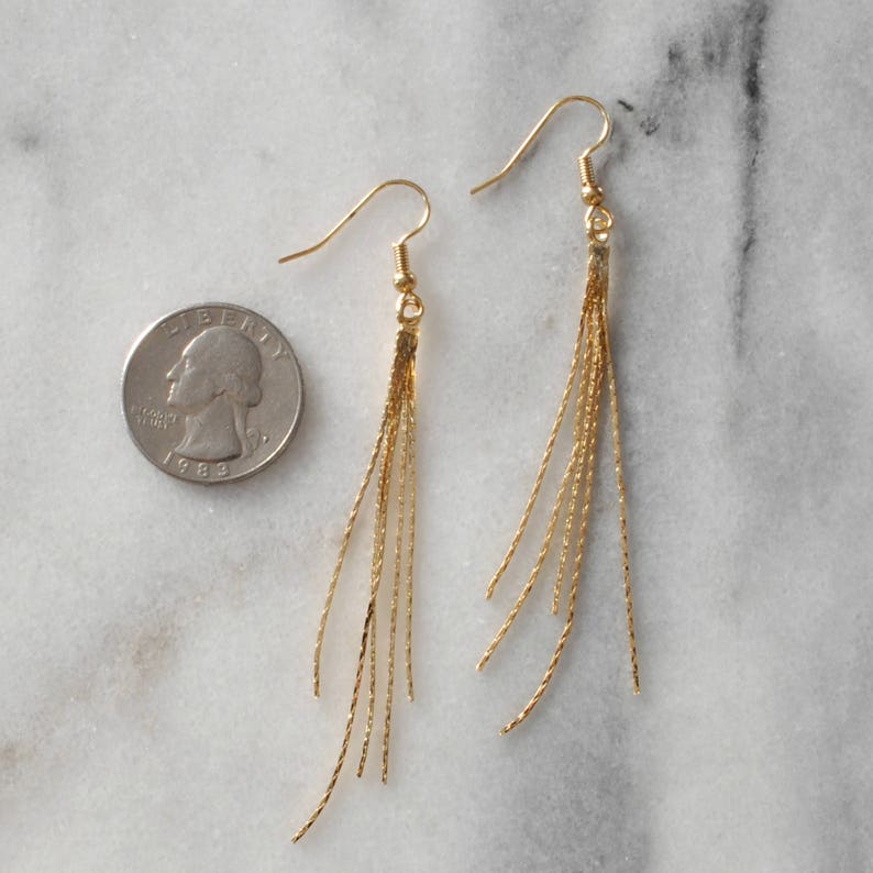 Gold Tassel Earrings Gold Chain Tassel Chain Earrings Etsy