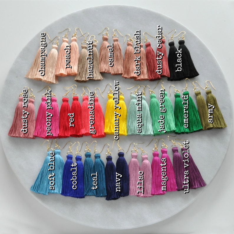 Tassel Earrings, 25 Colors to Choose From, Long or Mini Tassel Earrings, Best Bohemian Earrings, Black Red Tassel Earrings, Tassle Earrings Camel