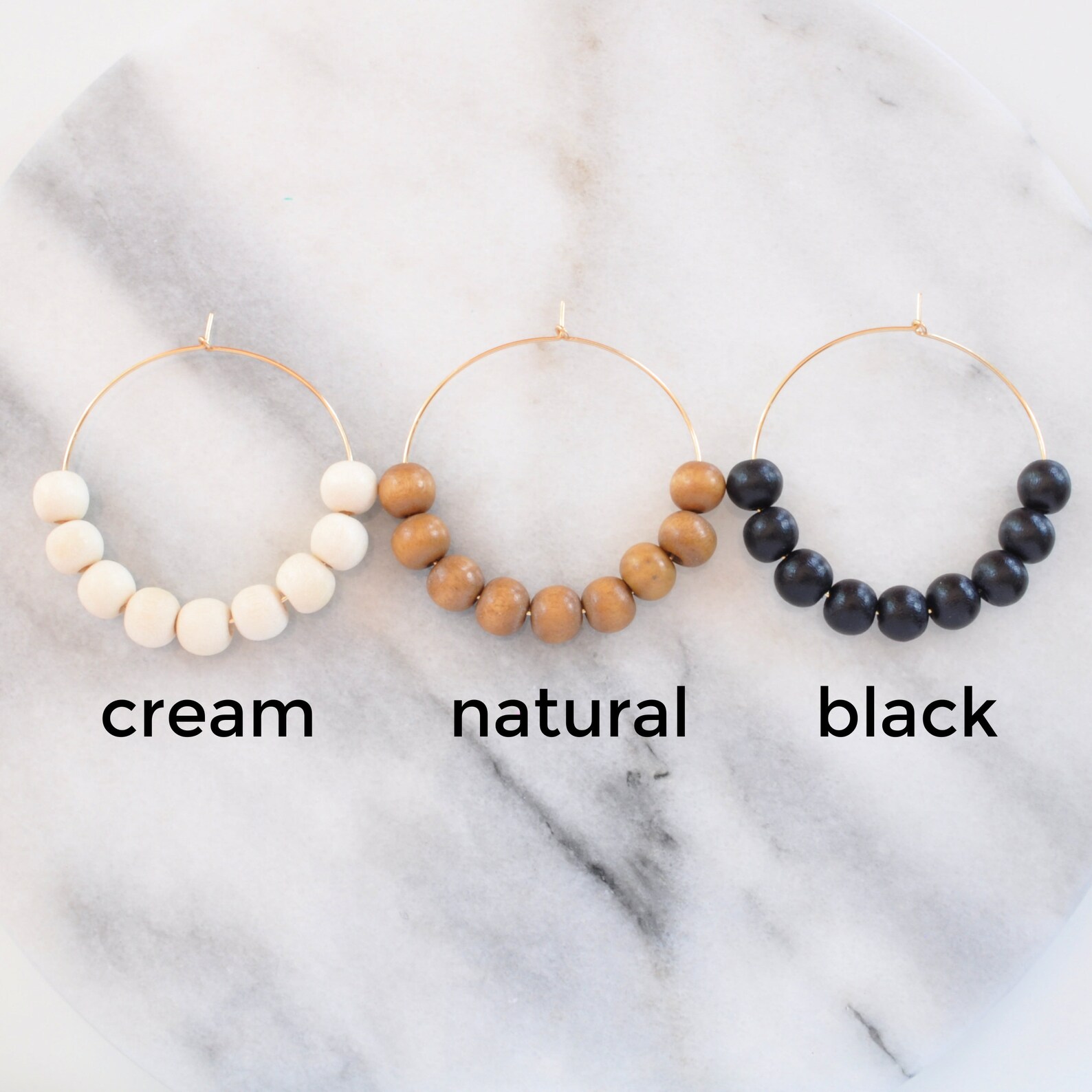 Wood Hoop Earrings with Gold