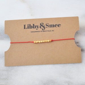 Adjustable Red String Bracelet, Silk Cord Bracelet, Tiny Beaded Bracelet, Gold Bead String Bracelet, Everyday Bracelet, Friendship Bracelet