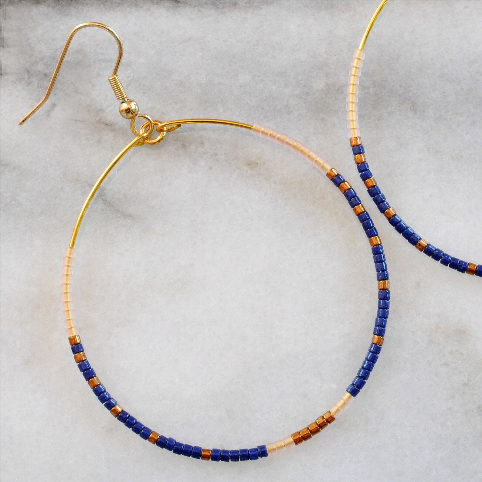 Navy Bead Hoops main image 1