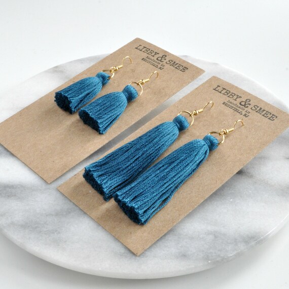 Teal Tassel Earrings Mini Tassel Earrings Best Gifts for Her