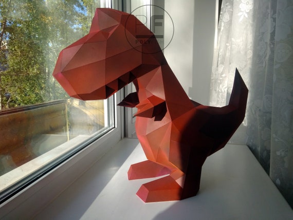 Dinosaur T Rex Paper Dino Origami Predator Papercraft Lowpoly Diy Template Paper Sculpture Pdf