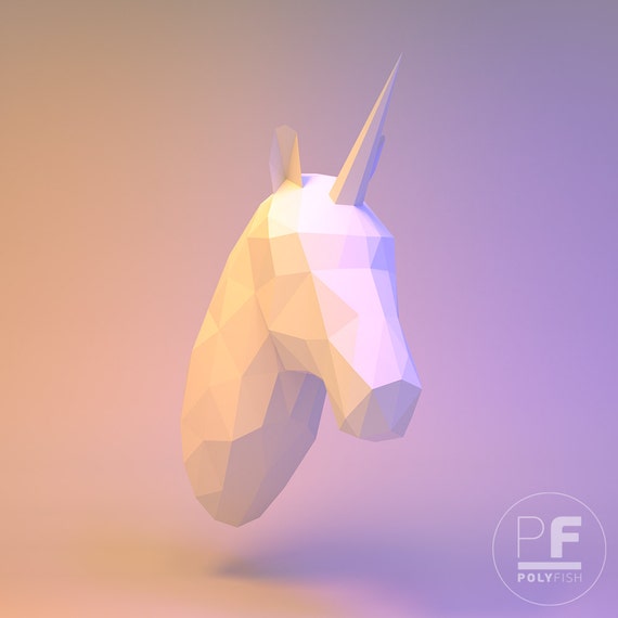 Horse Head Unicorn Head Wall Hanging Origami Horse Origami Unicorn Trophy Head Papercraft Lowpoly Diy Template Pdf