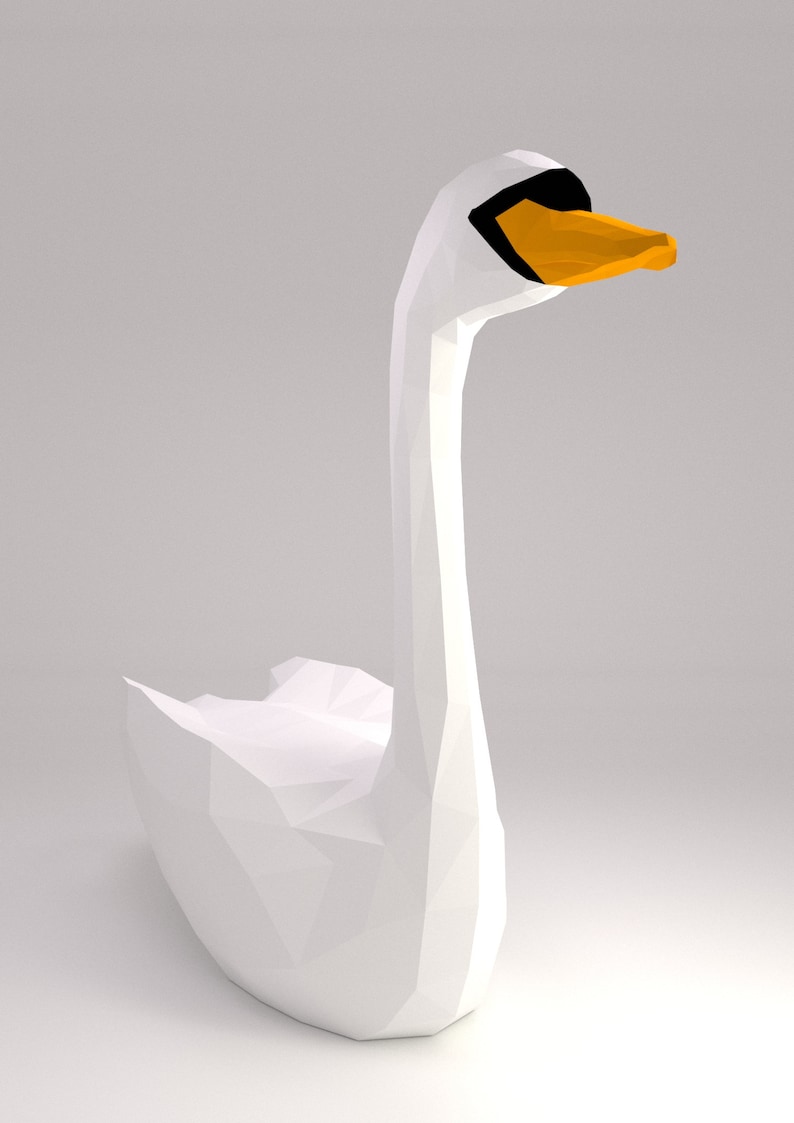 Swan Paper swan Origami swan 3D swan White swan | Etsy