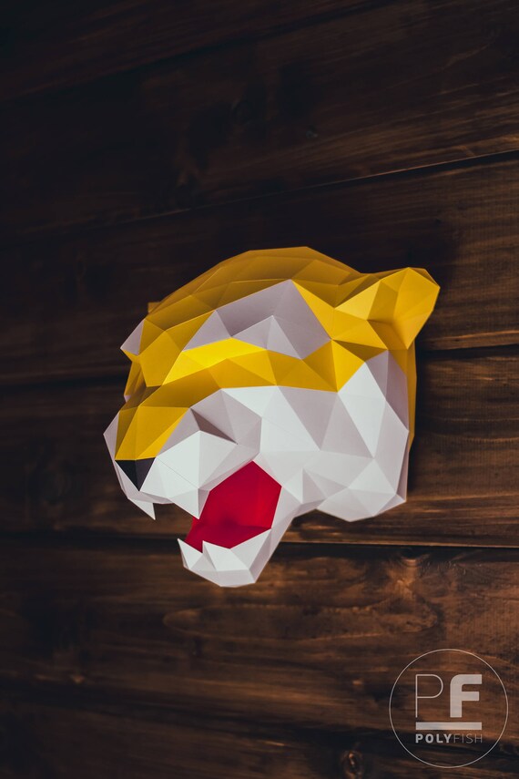 Growling Tiger Paper Tiger Animal Polygonal Papercraft Lowpoly Diy Template Pdf