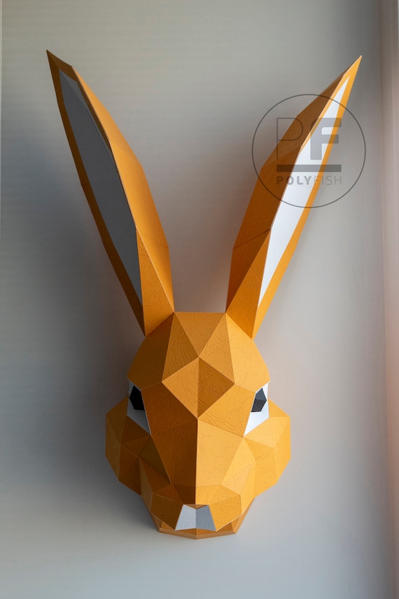 Hare Head Bunny Head Papercraft Rabbit Head Origami Diy Etsy