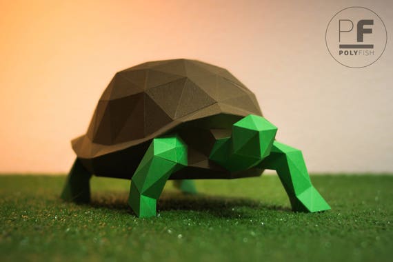 Turtle Paper Turtle Origami Turtle Papercraft Lowpoly Diy Template Pdf